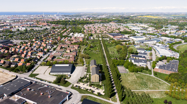 Flygbild över området